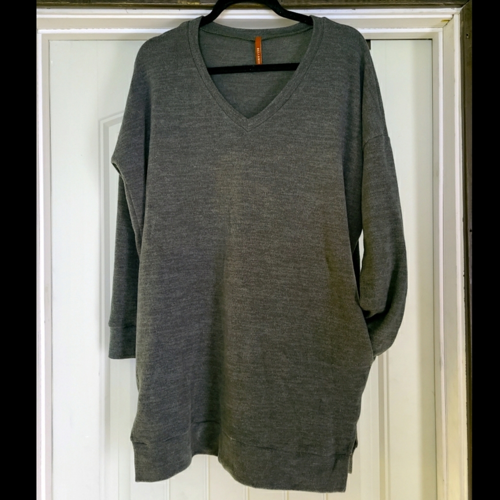 Olive V-Neck Sweater with pockets